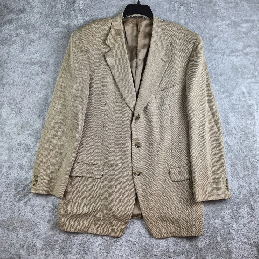 Ermenegildo Zegna Soft Blazer Jacket Mens 56R Beige Silk Wool Blend Switzerland